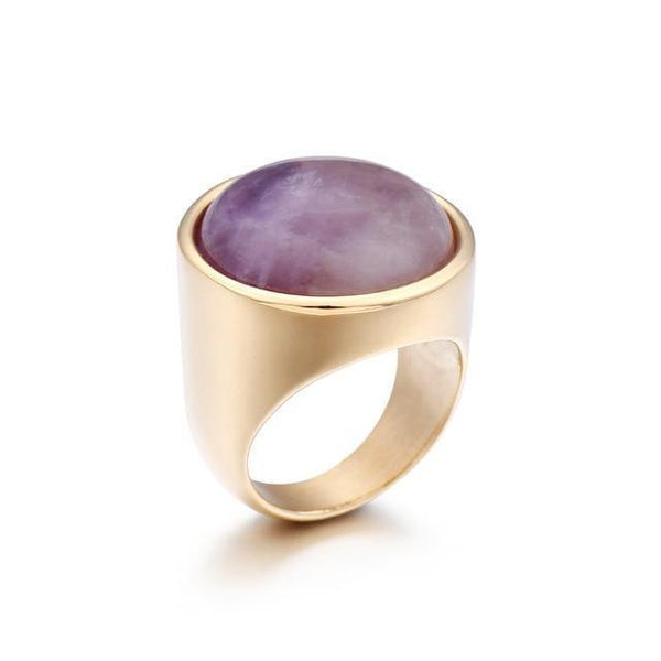 Planet Gates 6 / Gold Purple Lady Fashion Big Marble Color Stone Rings Women Size 6-9 Antique Silver & Gold Wedding Rings Party Jewelry