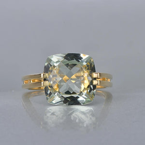 Jewelry 6.6ct Natural Square Cushion Green Amethyst 14k Gold Ring Free Shipping - Planet Gates