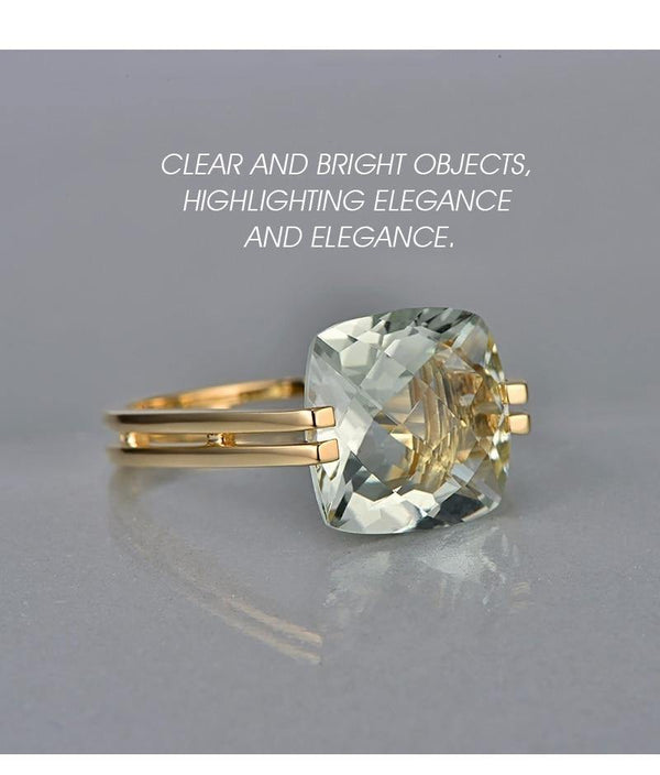 Jewelry 6.6ct Natural Square Cushion Green Amethyst 14k Gold Ring Free Shipping - Planet Gates