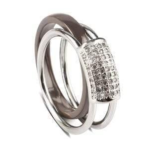 Planet Gates 6 / Grey Silver 2 pcs/Set Hot Sale Fashion 585 Gold Rings With Bling Rhinestone 2 Layer Black White Detachable Ceramic Rings for Women Jewelry