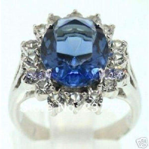 Planet Gates 6 Hot sell Noble- FREE SHIPPING Punk Small White and Shiny Blue Crystal Inlay Lady Silver Cocktail Ring