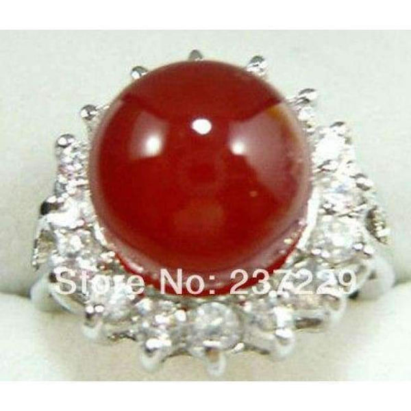 Planet Gates 6 Hot selling Vogue Punk Faceted Small White Crystal Red Women Silver Prom Ring Jewelry -Bride jewel