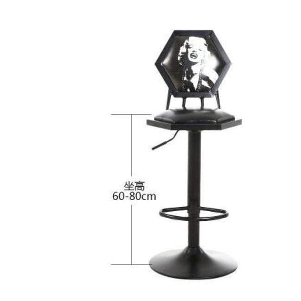 Planet Gates 6 Iron art bar chair. European-style bar chair lifting high footstool. Household backrest stool.