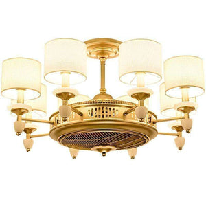 Planet Gates 6 лампи / вентилаторна лампа Американски таванни вентилатори в златен плат със светлина за осветление на хотелско фоайе и електрически вентилатор с двойна функция