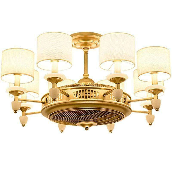 Planet Gates 6 лампи / вентилаторна лампа Американски таванни вентилатори в златен плат със светлина за осветление на хотелско фоайе и електрически вентилатор с двойна функция