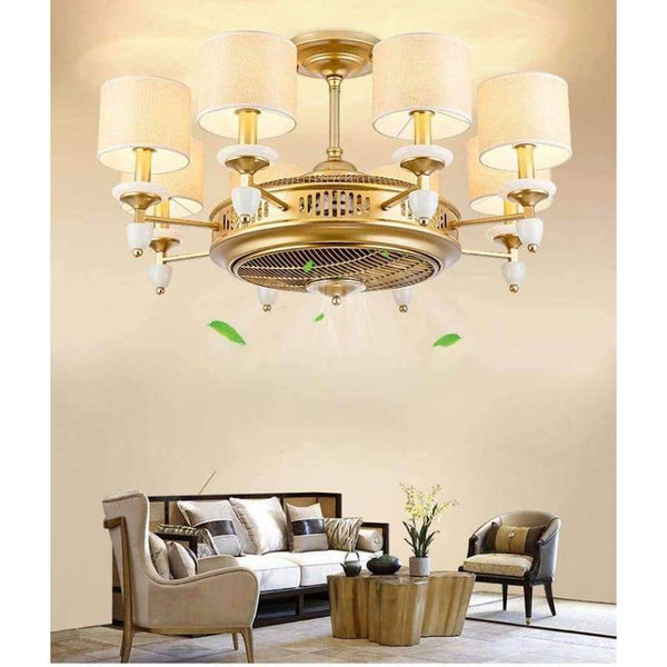 Planet Gates 6 лампи / вентилаторна лампа Американски таванни вентилатори в златен плат със светлина за осветление на хотелско фоайе и електрически вентилатор с двойна функция