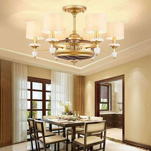 Planet Gates 6 лампи / вентилаторна лампа Американски таванни вентилатори в златен плат със светлина за осветление на хотелско фоайе и електрически вентилатор с двойна функция