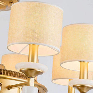 Planet Gates 6 лампи / вентилаторна лампа Американски таванни вентилатори в златен плат със светлина за осветление на хотелско фоайе и електрически вентилатор с двойна функция