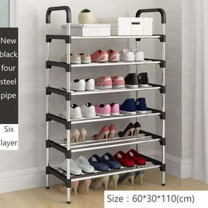 Planet Gates 6-Layers-black Shoe Rack Easy Assembled Plastic Multiple layers Shoes Shelf Storage Organizer Stand Shoe cabinet Fashion living room furniture