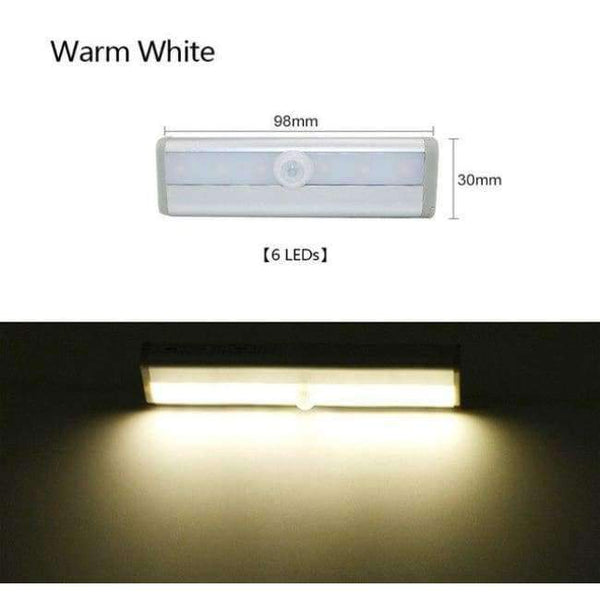Planet Gates 6 Leds Warm White Led Night Light PIR Sensor Led Cabinet Light Wireless Body Detection Closet Indoor Night Lighting Wall Lamp Bar Kitchen Stairway