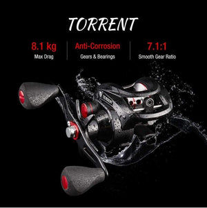 Planet Gates 6 / Left Hand / China Torrent Baitcasting Reel With Cover Bag 8.1kg Carbon Drag 7.1:1 Gear Ratio Saltwater Freshwater Baitcaster Fishing Reel