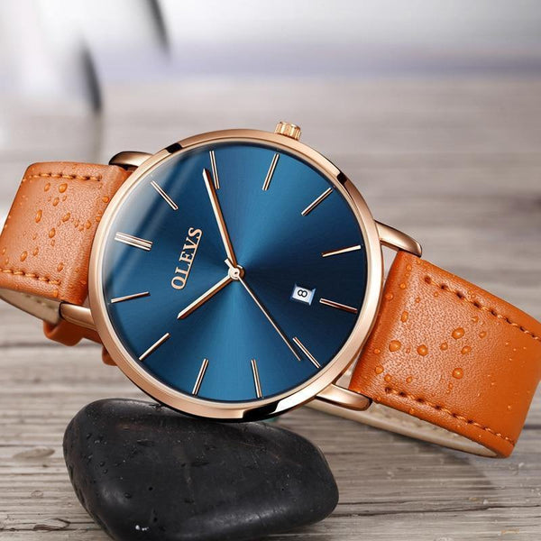 Planet Gates 6 Men Watches Luxury  Quartz Genuine Leather Strap Minimalist  Wrist Watches Waterproof High Quality Relogio