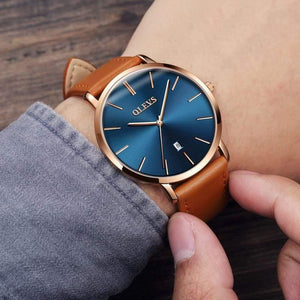 Planet Gates 6 Men Watches Luxury  Quartz Genuine Leather Strap Minimalist  Wrist Watches Waterproof High Quality Relogio