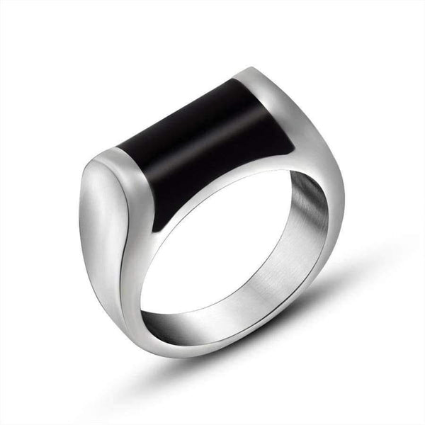 Planet Gates 6 Men Women Black Enamel Stainless Steel Plain Wedding Engagement Ring Band U.S.Size