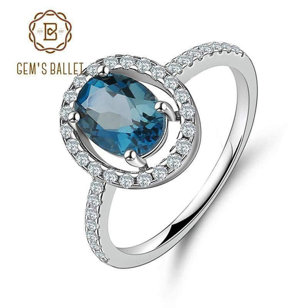 Planet Gates 6 Natural Oval 1.5ct London Blue Topaz 925 Sterling Silver Wedding Engagement Rings For Women Brand Fine Jewelry