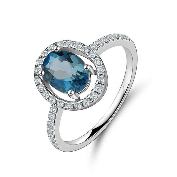 Planet Gates 6 Natural Oval 1.5ct London Blue Topaz 925 Sterling Silver Wedding Engagement Rings For Women Brand Fine Jewelry