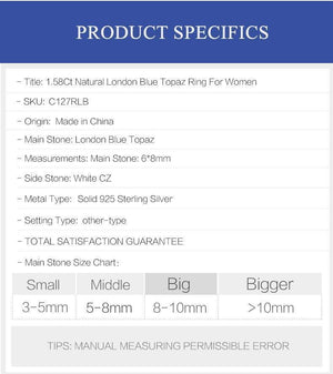 Planet Gates 6 Natural Oval 1.5ct London Blue Topaz 925 Sterling Silver Wedding Engagement Rings For Women Brand Fine Jewelry