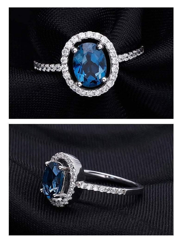 Planet Gates 6 Natural Oval 1.5ct London Blue Topaz 925 Sterling Silver Wedding Engagement Rings For Women Brand Fine Jewelry