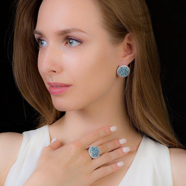 Planet Gates 6 Natural Swiss Blue Topaz Genuine 925 sterling silver Round Vintage Fashion Rings For Women