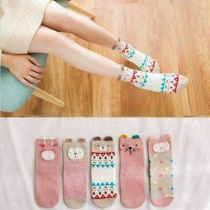 Planet Gates 6 / One Size 5pairs Winter Autumn Women Cotton cartoon Socks Female girl Cute warm funny Sock pattern calcetines gifts dropshipping