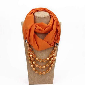 Planet Gates 6 / one size New Pendant Scarf Necklace Pearls Necklaces For Women Chiffon Scarves Pendant Jewelry Wrap Foulard Female Accessories