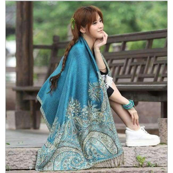 Planet Gates 6 / One Size Women Polyester Pashmina Elegant Fashion Print Floral Paisley Shawl Wrap Scarf 2018 New Style Free Shipping