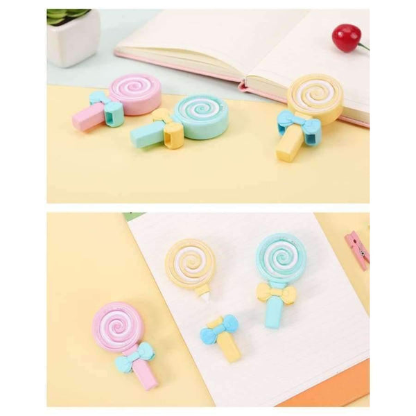 Planet Gates 6 pc M&G Kawaii Cute Candy Lollipop Correction Tape Erasers Corrector School Office Supply Student Stationery Kids Gift