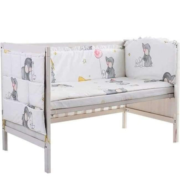 Planet Gates 6 pcs Elephant Cotton Cartoon Soft Baby Bedding Set Baby Crib bumper Include Pillow/ Bumpers/ Sheet/Quilt Cover NewBaby Bumpers