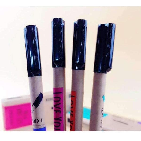 Planet Gates 6 pcs Kraft pencil Black color gel ink pen 0.5mm ballpoint pens for writing Love AIHAO Stationery Office school supplies A6109
