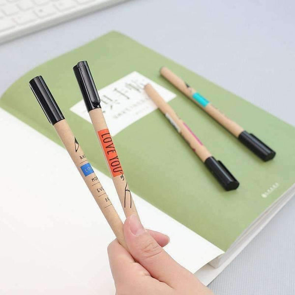 Planet Gates 6 pcs Kraft pencil Black color gel ink pen 0.5mm ballpoint pens for writing Love AIHAO Stationery Office school supplies A6109