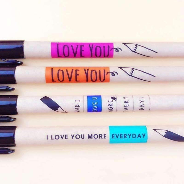 Planet Gates 6 pcs Kraft pencil Black color gel ink pen 0.5mm ballpoint pens for writing Love AIHAO Stationery Office school supplies A6109