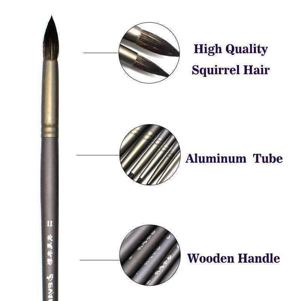Planet Gates 6 Pcs Set Professional Squirrel Hair Round Pointed Artist Paint Brush Pen Art Supplies For Acrylic Oil Painting Art Brush