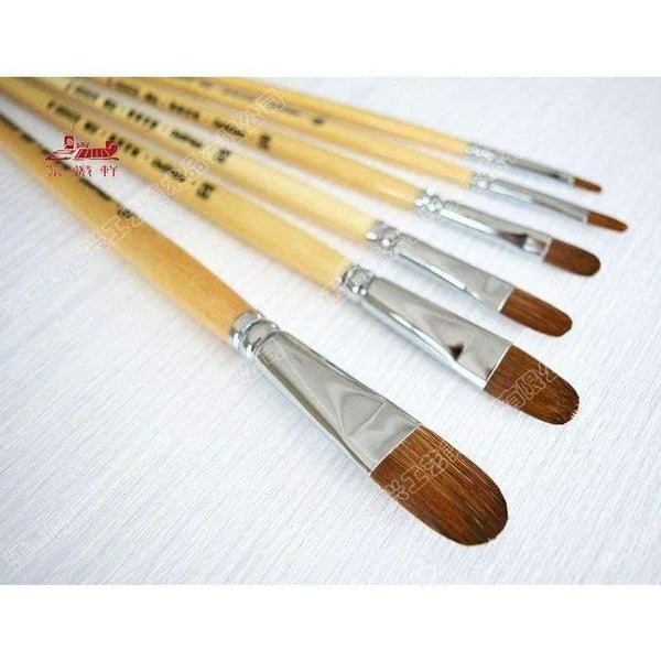 Planet Gates 6 Pcs/Set tongue peak weasel hair Natural color birch Pole row pen Art painting materials Set oil painting brush art supplies