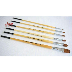 Planet Gates 6 Pcs/Set tongue peak weasel hair Natural color birch Pole row pen Art painting materials Set oil painting brush art supplies
