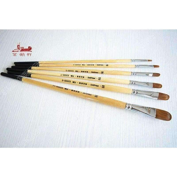 Planet Gates 6 Pcs/Set tongue peak weasel hair Natural color birch Pole row pen Art painting materials Set oil painting brush art supplies