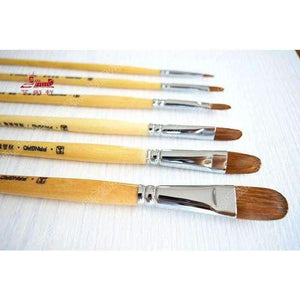 Planet Gates 6 Pcs/Set tongue peak weasel hair Natural color birch Pole row pen Art painting materials Set oil painting brush art supplies