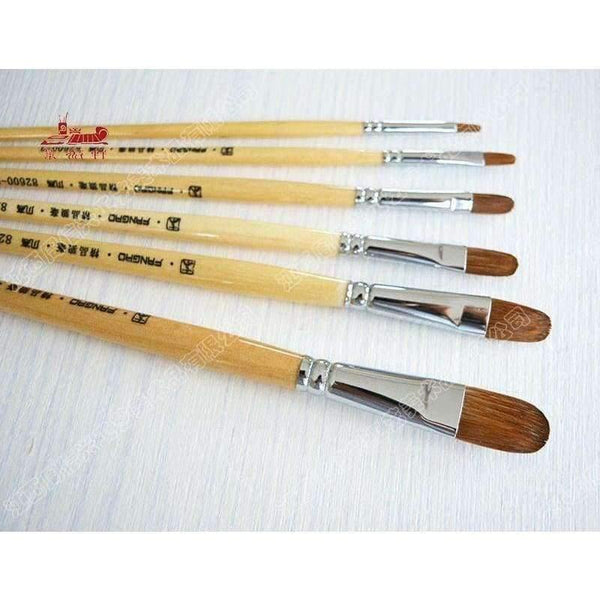 Planet Gates 6 Pcs/Set tongue peak weasel hair Natural color birch Pole row pen Art painting materials Set oil painting brush art supplies