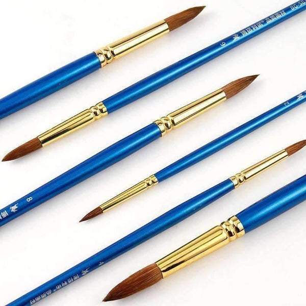 Planet Gates 6 Pcs/Set Weasel Hair Professional Watercolor Paint Brush With Box Watercolor Painting Brush Stationery Art Supplies