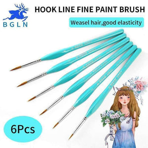 Planet Gates 6 Pcs Weasel Hook Line Pen Fine Watercolor Paint Brush For Drawing Art Gouache Oil Painting Brush Art Supplies
