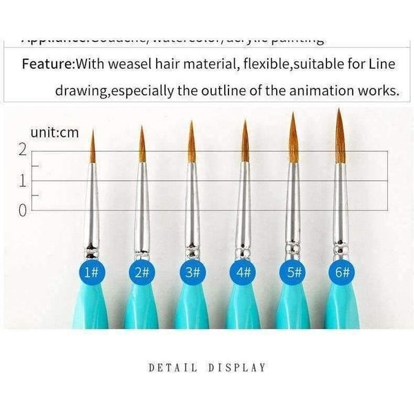 Planet Gates 6 Pcs Weasel Hook Line Pen Fine Watercolor Paint Brush For Drawing Art Gouache Oil Painting Brush Art Supplies