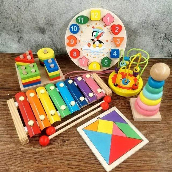 Planet Gates 6-piece set 1 Montessori Wooden 3D Educational Toys Children Learn Baby Color Wooden Children Early Teach Christmas Gifts Puzzle Toys