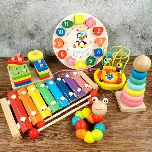 Planet Gates 6-piece set 2 Montessori Wooden 3D Educational Toys Children Learn Baby Color Wooden Children Early Teach Christmas Gifts Puzzle Toys