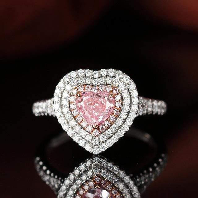 Planet Gates 925 Sterling Silver Love Heart Pink Quartz Gemstone Wedding Engagement Diamonds Ring Fine Jewelry Wholesale