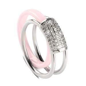 Planet Gates 6 / Pink Silver 2 pcs/Set Hot Sale Fashion 585 Gold Rings With Bling Rhinestone 2 Layer Black White Detachable Ceramic Rings for Women Jewelry