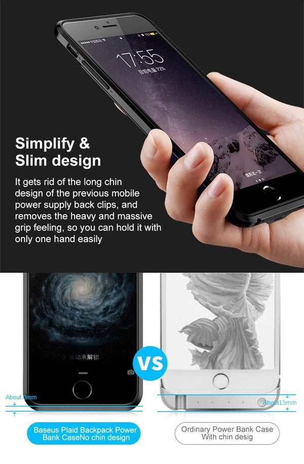 Planet Gates 6 Plus 6s Plus Black / China Baseus Battery Case For iPhone 6 Plus 6s Plus Powerbank Charger Case For iPhone 6S Plus Battery Charging Case Power Bank Case