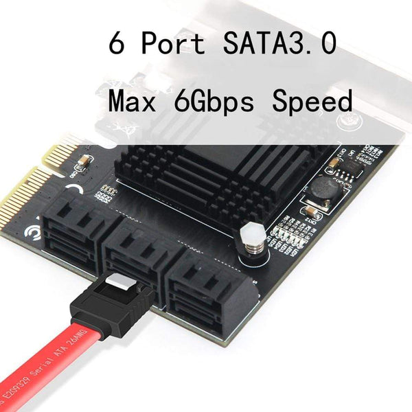 Planet Gates 6 Port SATA 3 PCI Express Expansion Card PCI-E/PCIE SATA Controller SATA Multiplier SATA3 6Gbps ASMedia ASM1166 Chip for HDD SSD