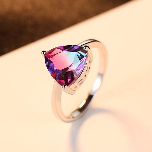 Planet Gates 6 / Purple Rainbow Fire Mystic Topaz Finger Rings for Women Anniversary Women 925 Sterling Silver Wedding Ring