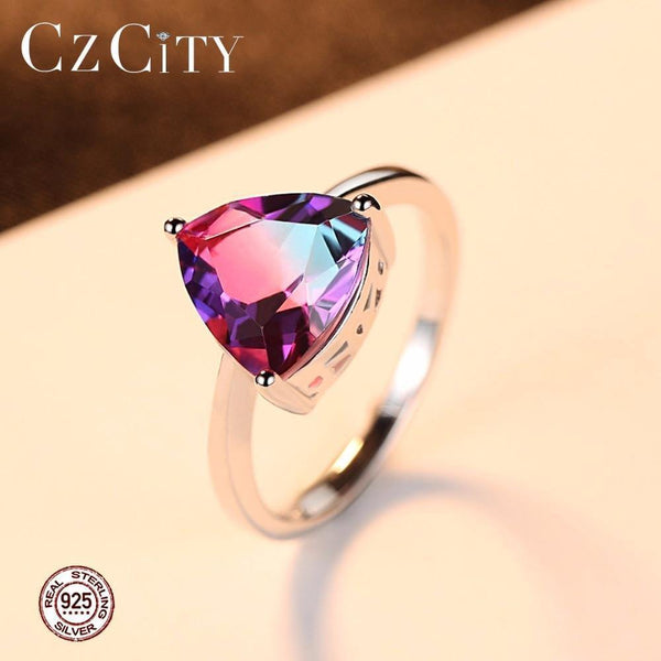 Planet Gates 6 / Purple Rainbow Fire Mystic Topaz Finger Rings for Women Anniversary Women 925 Sterling Silver Wedding Ring