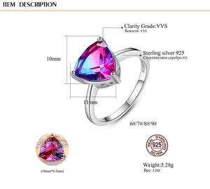 Planet Gates 6 / Purple Rainbow Fire Mystic Topaz Finger Rings for Women Anniversary Women 925 Sterling Silver Wedding Ring