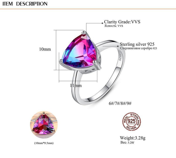 Planet Gates 6 / Purple Rainbow Fire Mystic Topaz Finger Rings for Women Anniversary Women 925 Sterling Silver Wedding Ring